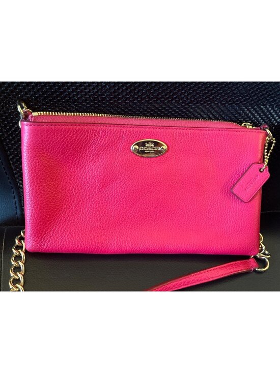 Coach Handbags - Coach Bright Pink Pebbled Leather Crossbody Purse Adjustable Strap
